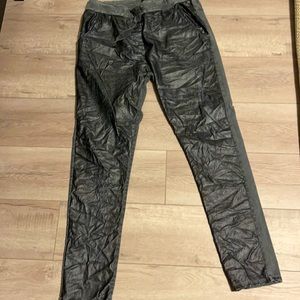 Jeans with embossed pleather front & denim back